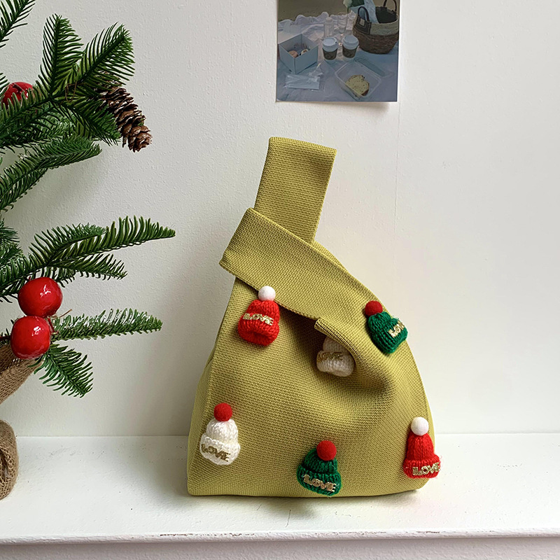 Bolsa de mochila para mujeres versátil 2025 nuevo bolso de regalo de navidad sombrero tridimensional nicho bolso de hombro de punto