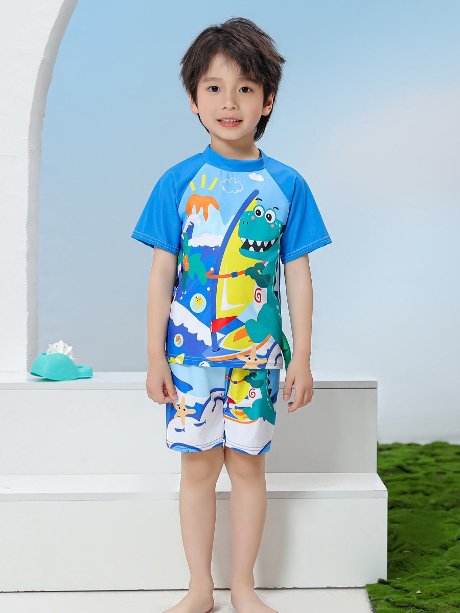 Traje de baño dividido para niños Traje de natación de secado rápido con protector solar de manga corta para niños Traje de buceo para bebés Traje de surf al por mayor UPF