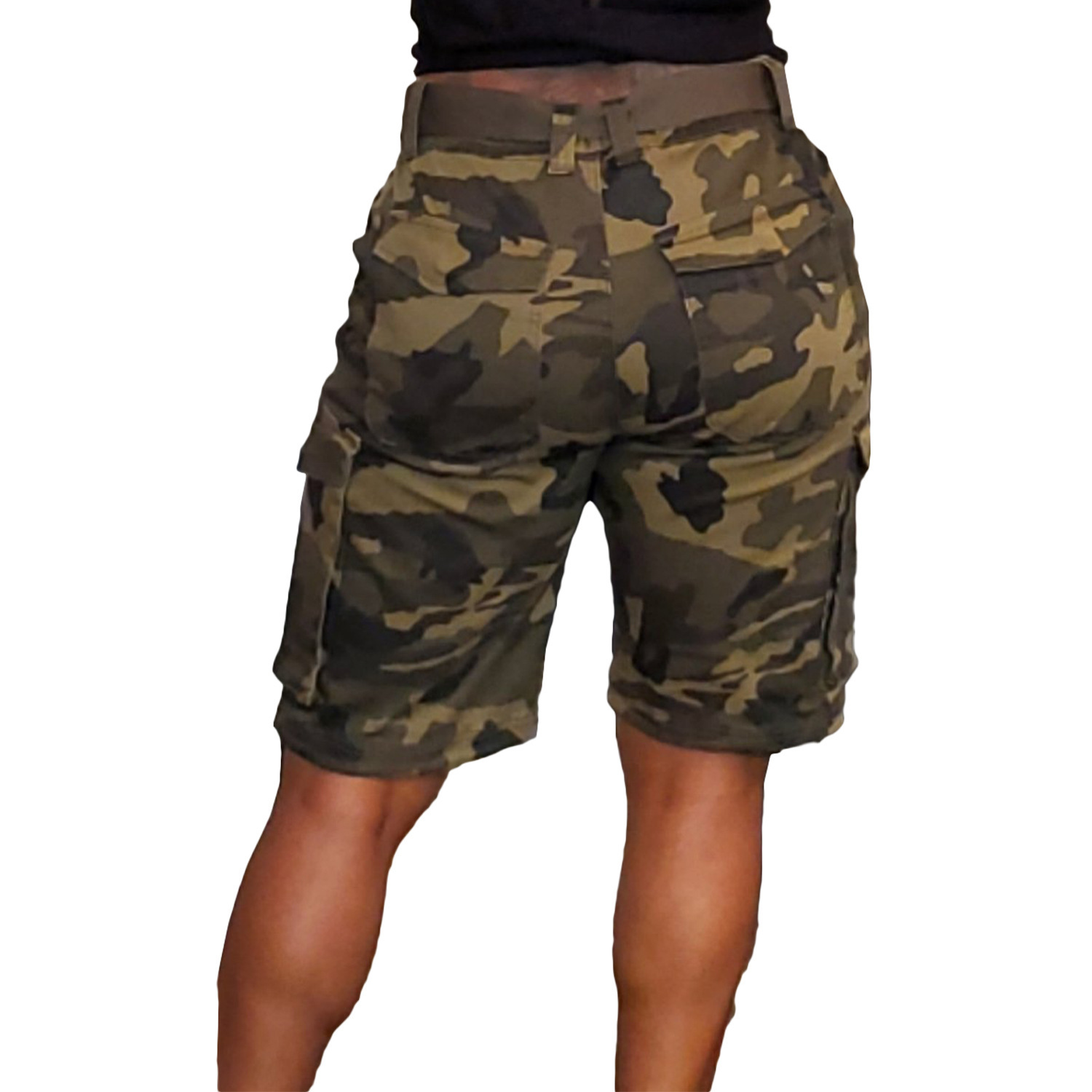 Women's Clothing Camouflage Overalls Spring Summer Fashion Drawstring Multi Pocket Design_ecoleips.com
