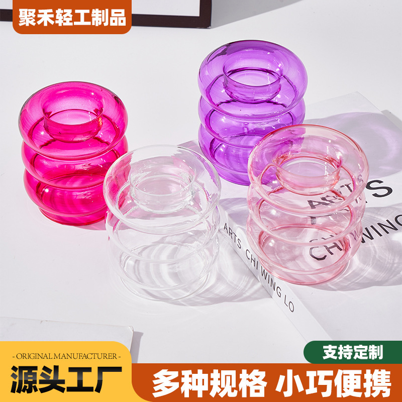 创意花瓶彩色烛台花瓶可做烛台桌面花瓶烛台插花装饰鲜花玻璃花器|undefined