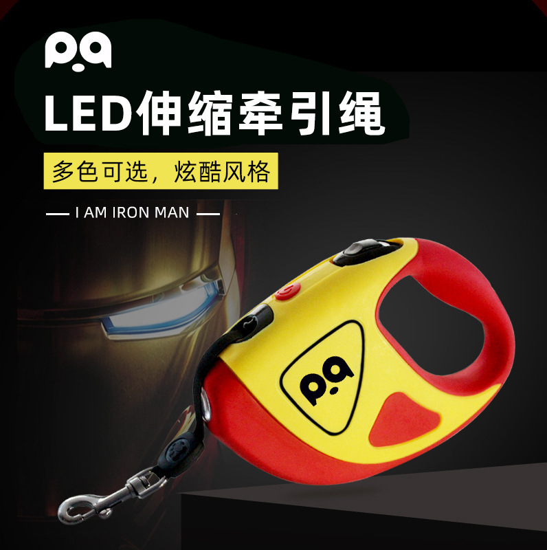Cross-border Amazon correa de mascota retráctil automática perro luminoso LED correa retráctil correa de perro