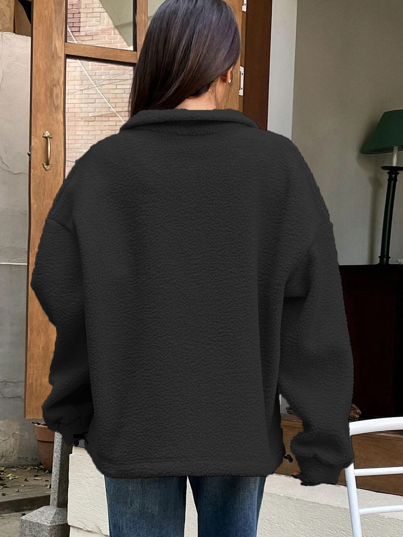 Sweatshirt Polar Fleece Autumn Winter Loose Long Sleeve Sweatershirt Half Zipper