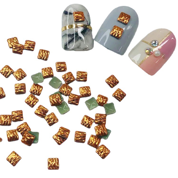 韩国批花平片3mm正方形美甲贴片 美甲装饰贴片贴钻 金属美甲饰品