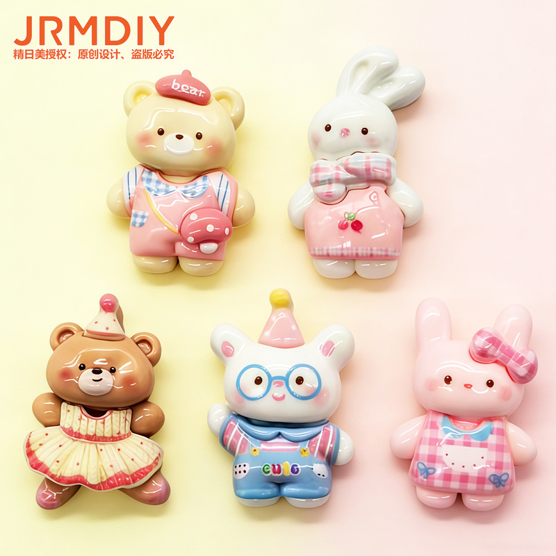 Creative Beret Hat Mushroom Bear Resin Accessories DIY Handmade Hairpin Materials Phone Case Decoration Patch Factory