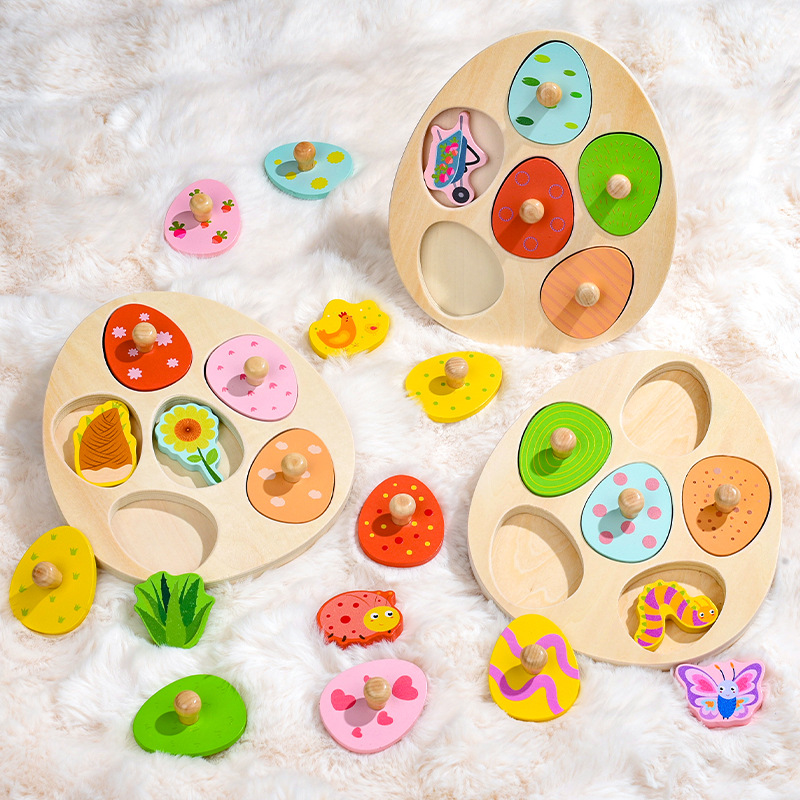 Educación temprana para niños Tablero gráfico geométrico de madera Montessori Baby Juguete educativo Color y forma Panel de agarre cognitivo