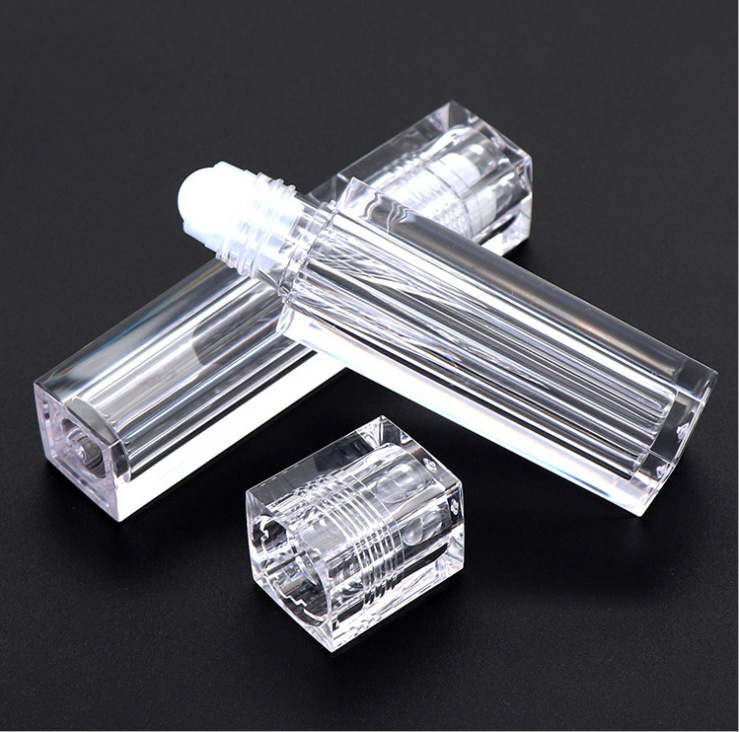 Cuadrado Rosa tapa labio botella de aceite rebordear botella rodillo bola botella de crema de ojos botella 6,5 ml cosmético como esencia botella vacía