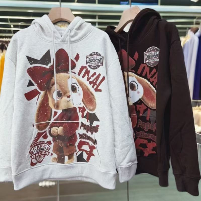 Sudadera con Capucha Térmica para Mujer 300斤 de Peluche Engrosado Con Estampado