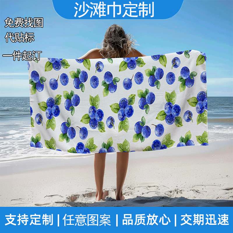 Toalla de playa de microfibra transfronteriza, toalla de playa con estampado digital, toalla absorbente de secado rápido, toalla de baño para hotel, toalla deportiva