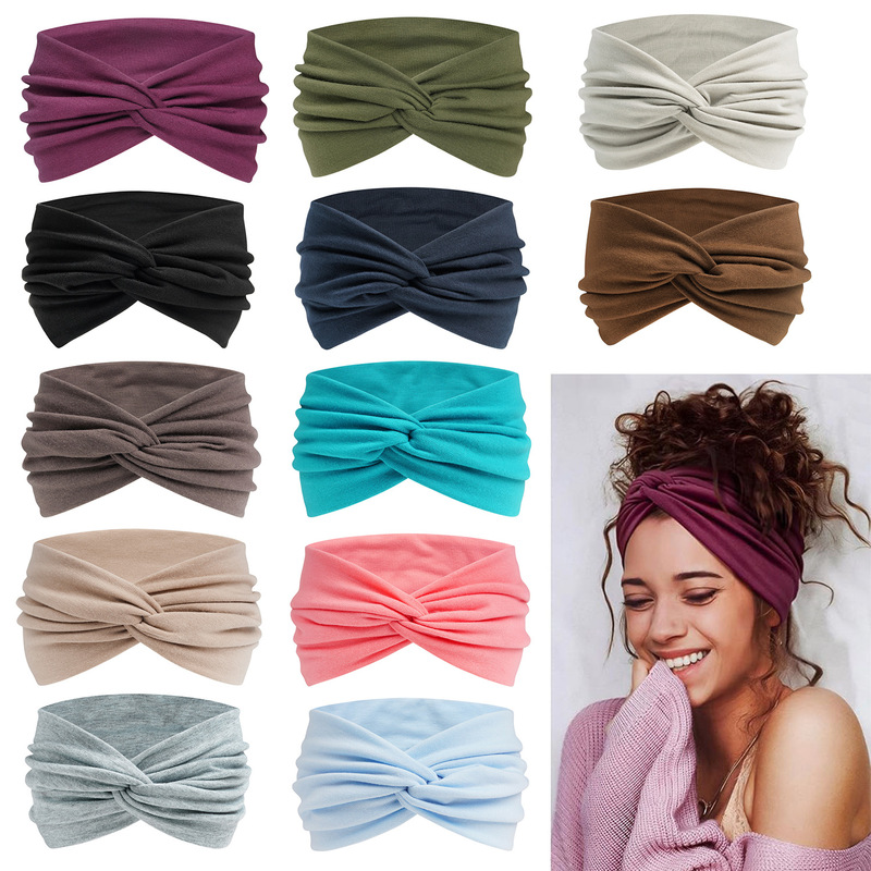 European and American Cross Pure Color Headscarf 15cm Headband Bohemian Style Headband Yoga Running Casual Non-Slip Headband Cross European and American Cross Pure Color Headscarf 15cm Headband Bohemian Style Headband Yoga Running Casual Non-Slip Headband Cross