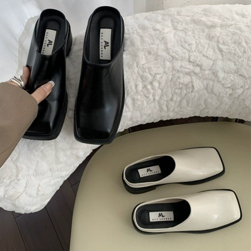 Британские туфли на толстом каблуке на среднем каблуке без каблуков