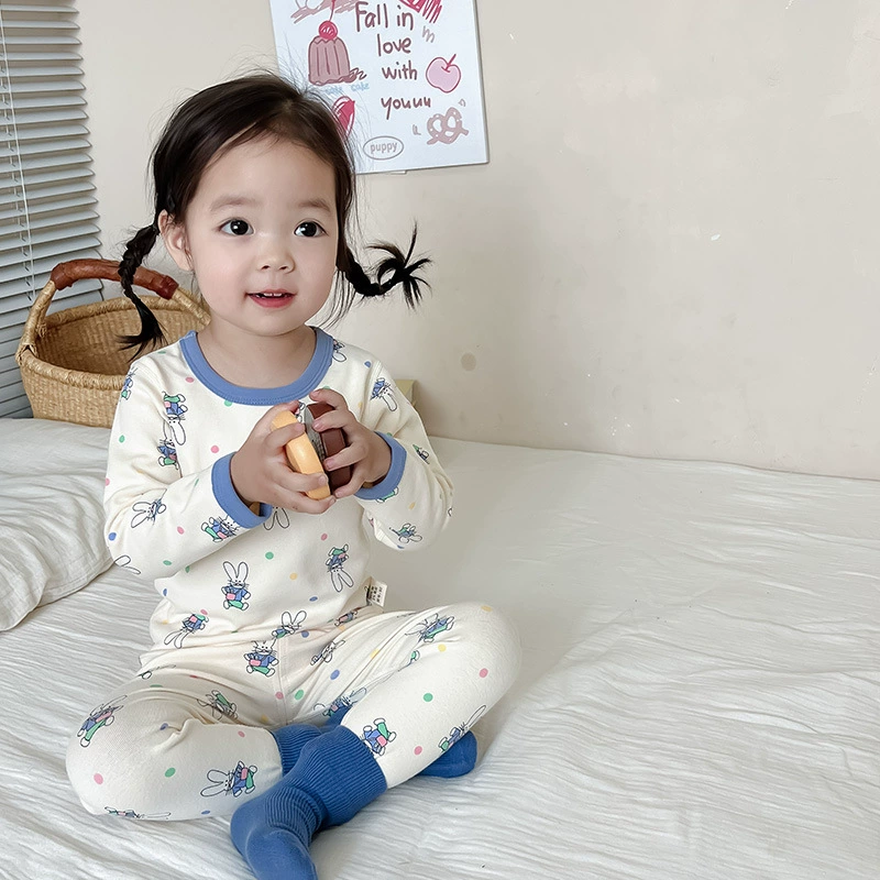 Комплект нижнего белья Happy Pig для девочек класса А, новые детские пижамы из чистого хлопка, осенняя одежда для мальчиков и осенние штаны