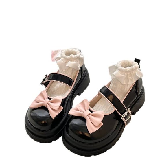 Small Sweet Bow Platform Shoes Women's 2025 Spring All-match Academy Style Skirt JK Small Leather Shoes Single-layer Shoes