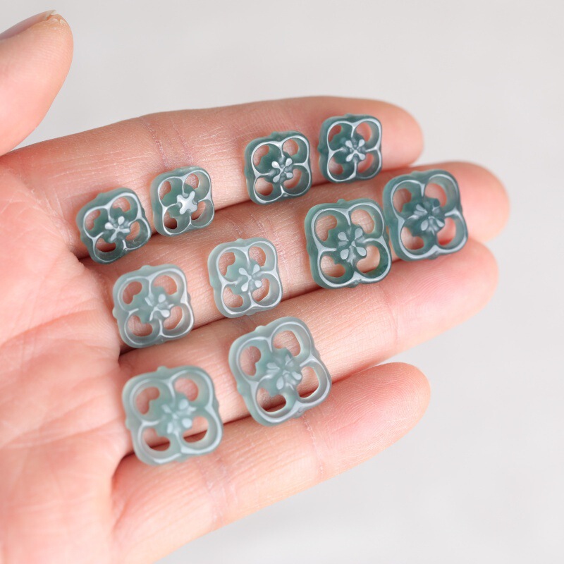 Jade Blue Clover Hollow Pendant Accessory DIY Earring Stud Woven Bracelet Charm Jewelry Parts