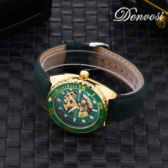 Danfus Green Water Ghost Model Hollow Transparent Automatic Mechanical Watch for Men, Waterproof Business Night Light Cross-Border Watch for Men