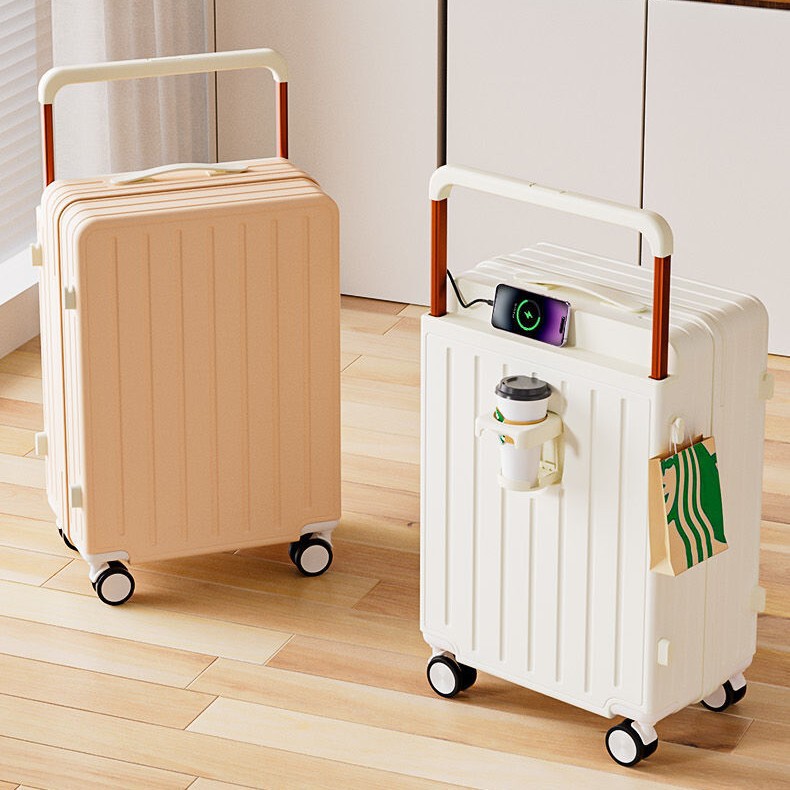 New high color value wide pull rod multifunctional luggage 24 inch student password box 20 boarding box female thick wholesale