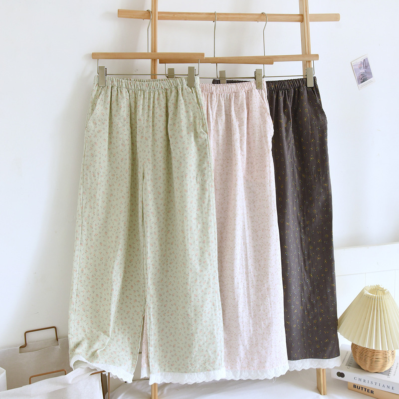 2026 Simple Floral Pajama Pants for Girls, Spring and Summer Thin Long Pants, New Home Pants, Soft and Breathable Pure Cotton Pajama Pants 2026 Simple Floral Pajama Pants for Girls, Spring and Summer Thin Long Pants, New Home Pants, Soft and Breathable Pure Cotton Pajama Pants