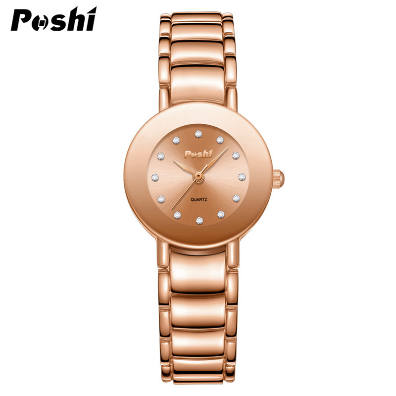 2024 nuevo reloj de cuarzo de acero dorado femenino POSHI TikTok popular moda mujer reloj impermeable reloj