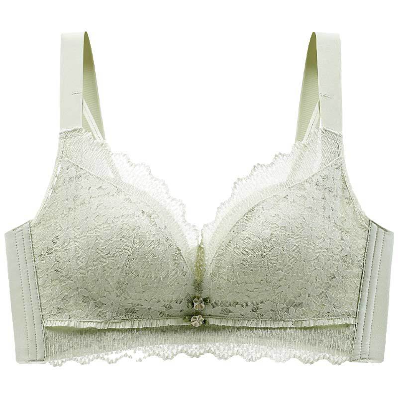 Ropa interior pecho grande pequeña ropa interior de encaje fino push up mama colección anti-flacidez pecho pequeño Sujetador push up inalámbrico para mujeres