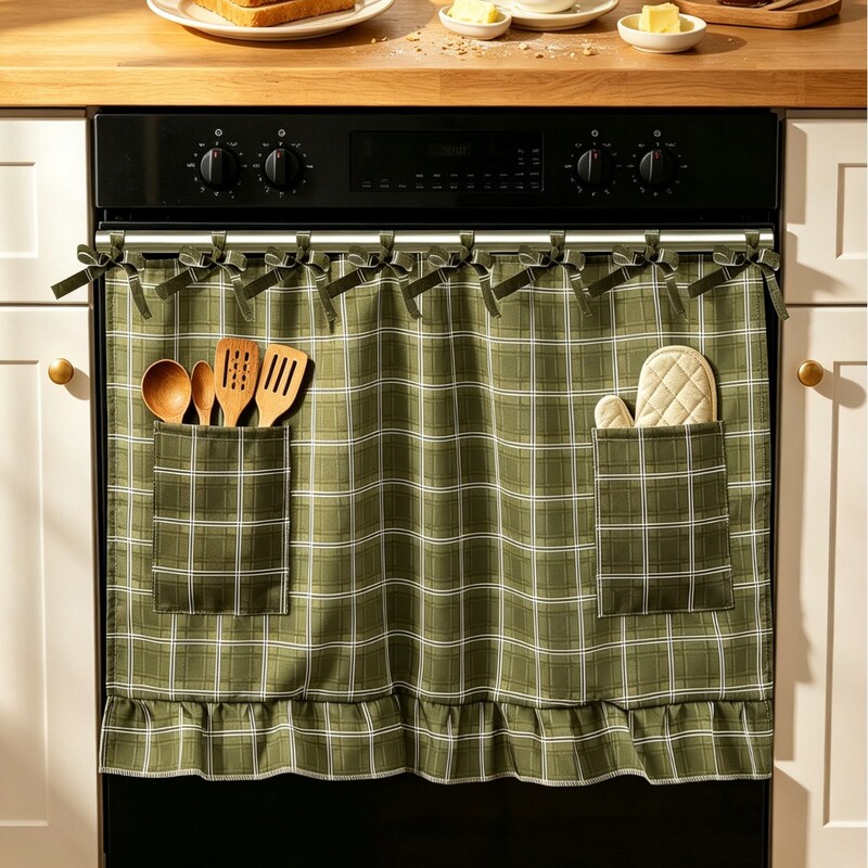 Amazon oven curtain farmhouse kitchen decor stove cover cloth with ties, ruffled short curtain, cabinet curtain for privacy Amazon oven curtain farmhouse kitchen decor stove cover cloth with ties, ruffled short curtain, cabinet curtain for privacy