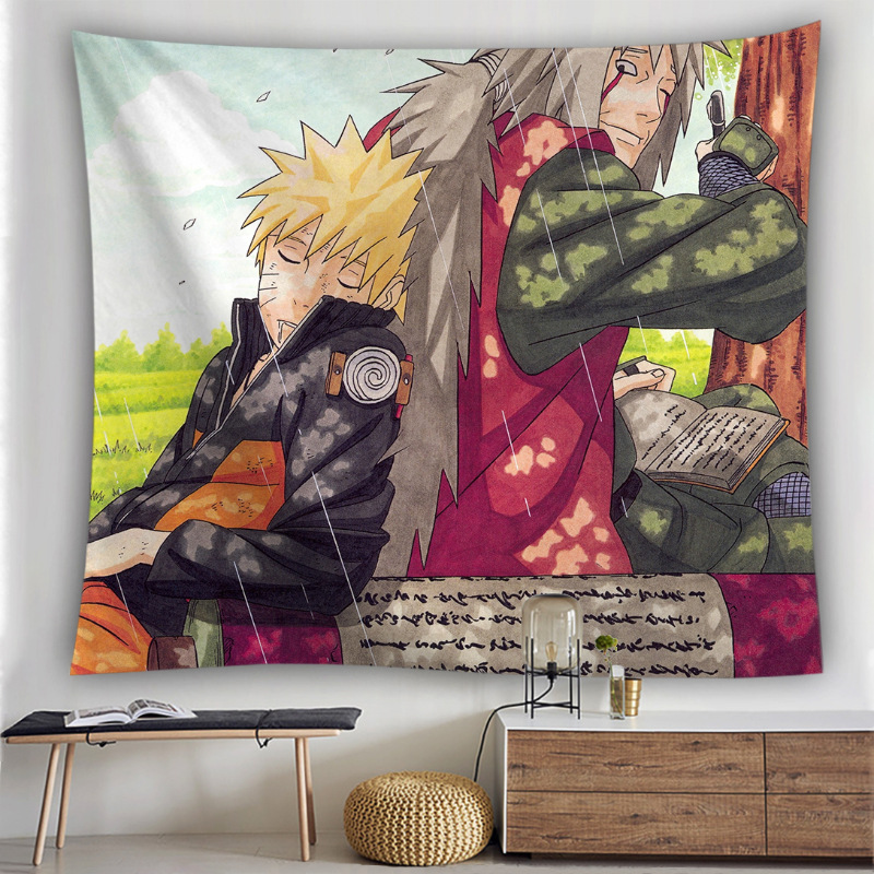 跨境外贸定制新款卡通动漫火影鬼灭之刃出租屋卧室床头背景挂毯