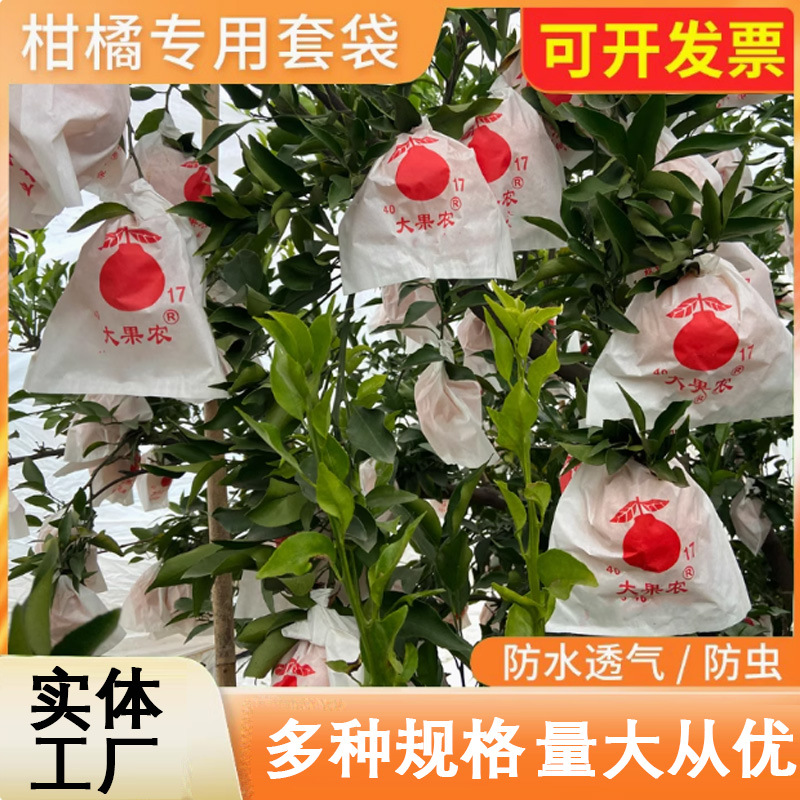 厂家批发橘子袋柑橘水果套袋用袋现货橙子纸袋橘子上收口套袋果袋