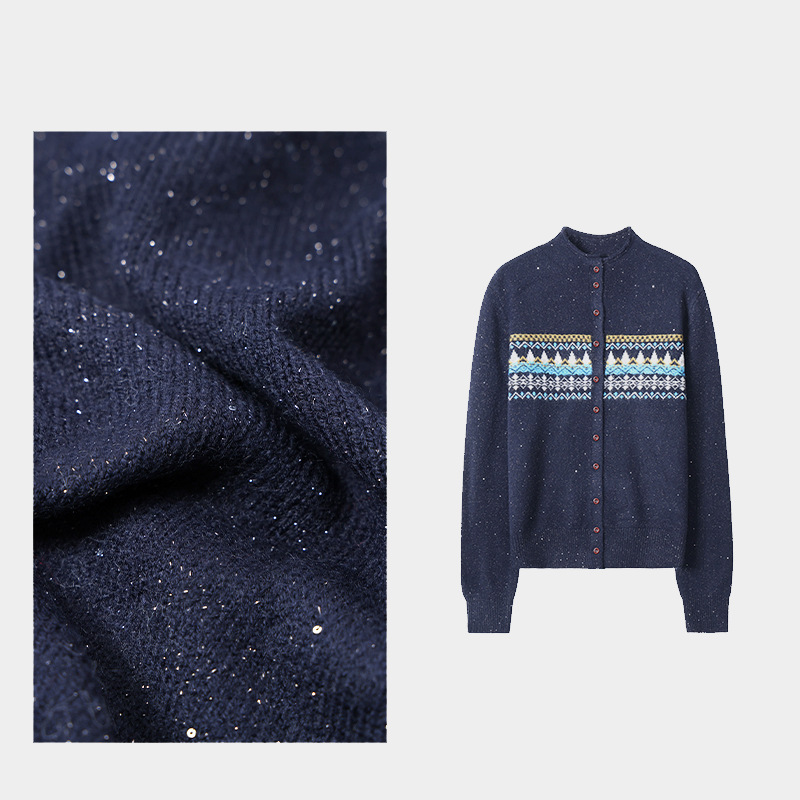 Autumn and Winter Women's Cedar Cardigan Retro Fair Isle Jacquard Stand Collar Knitted Loose Women's Sweater Fsy51536 Autumn and Winter Women's Cedar Cardigan Retro Fair Isle Jacquard Stand Collar Knitted Loose Women's Sweater Fsy51536