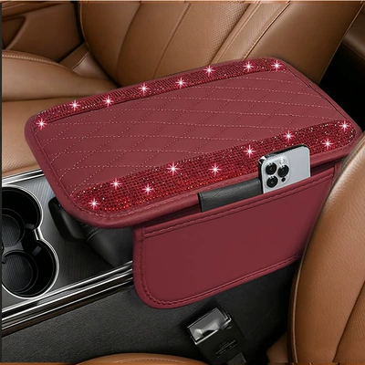 Car Central Armrest Box Protective | Armrest box pad - bright-red