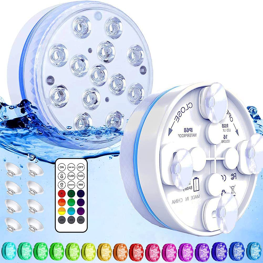 Fábrica en stock 7CM8.5 cm13 granos de la lámpara 16 colores RF control remoto cuatro imanes con ventosa LED piscina buceo Luz