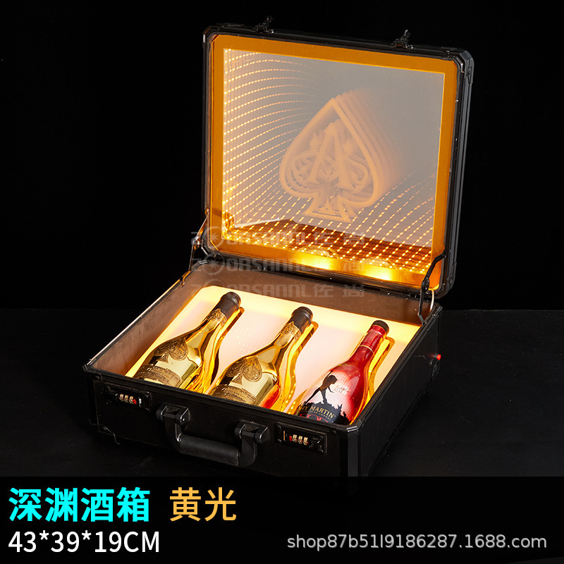 Zuohang champán luminoso caja de vino VIP exclusiva caja de copa bar negro melocotón abismo caja de vino club nocturno negro melocotón una caja de vino