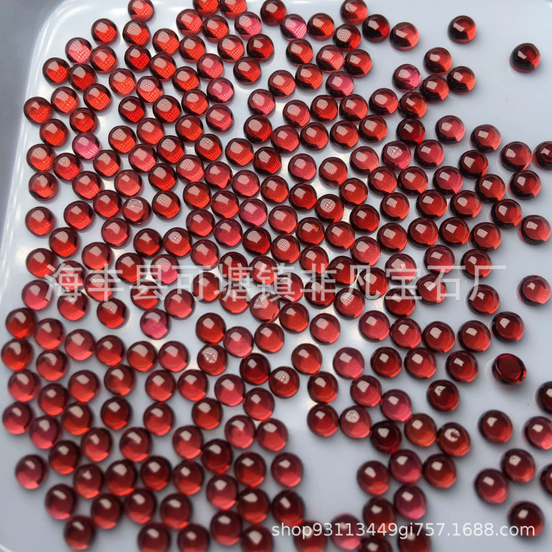 天然石榴石圆形戒面 蛋面平底素面光面裸石 天然彩色宝石裸石批发