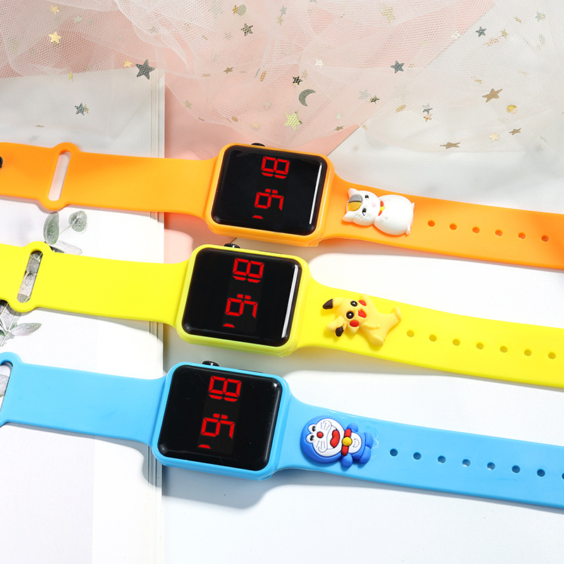New Square Doll Primary and Secondary School Students Led Digital Watch Sports Button Red Light Cartoon Bracelet Watch Wholesale
