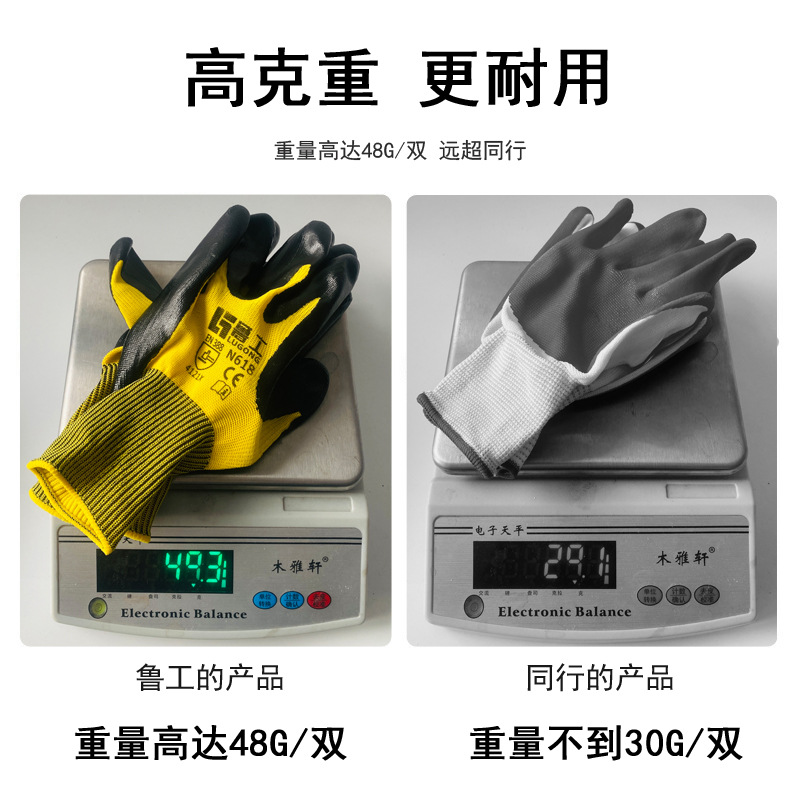 N618 Nylon butironitrilo Guantes de protección laboral con palma cubierta Dingqing Guantes de reparación de automóviles resistentes al aceite, resistentes al desgaste, antideslizantes y resistentes a ácidos y álcalis al por mayor