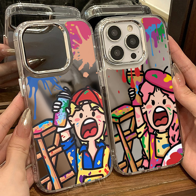 Feather for Apple 15pro Phone Case 14 Mirror Painting Couple iphone13promax New 6