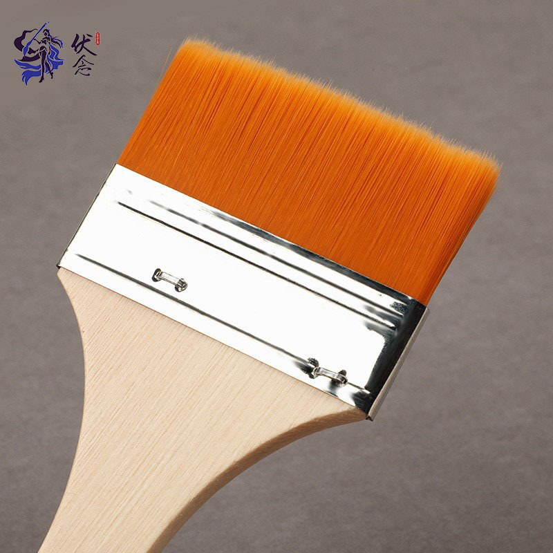 Pincel Plano de Nailon con Mango de Madera para Pintura al Óleo, Arte y Limpieza