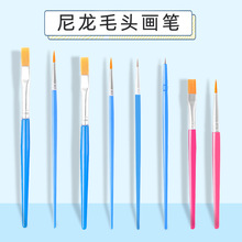 跨境儿童尼龙毛数字油画笔涂鸦颜料画刷幼儿园描线勾线笔水彩水粉