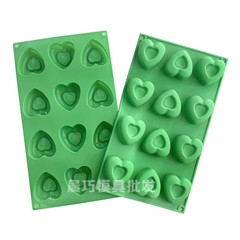 Supply silicone cake molds 12-piece heart-shaped handmade soap chocolate molds heart cookies rice ball molds