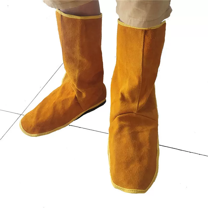 牛皮电焊护脚 加大反绒皮焊工脚盖 隔热加强焊工防烫电焊牛皮鞋套