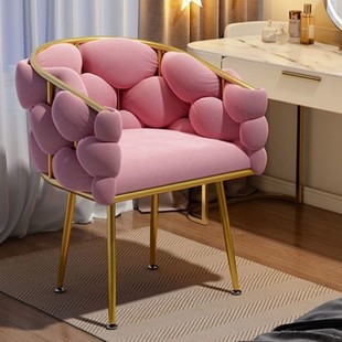 Makeup Chair for Girls' Bedroom, Light Luxury Dressing Table Stool, Simple Modern Home Use with Backrest, Trendy Ins Nail Chair