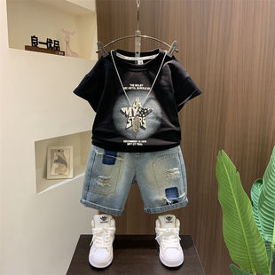 Boys Summer Clothes Children's suit Boys Summer Western Style Short-sleeved Clothes 2024 New Baby Summer Two-piece Fashionable