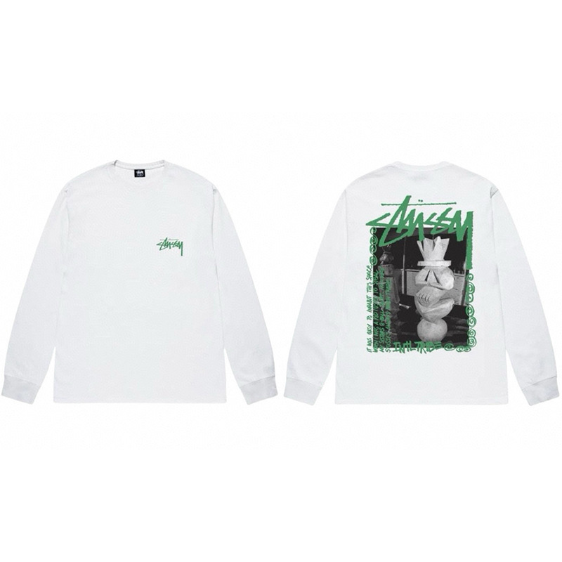 国境を越えた貿易卸売 ステューシー プリント長袖 Tシャツ トレンド ブランド ステューシー カジュアル ルーズ ボトリング シャツ 男女兼用 ius|undefined