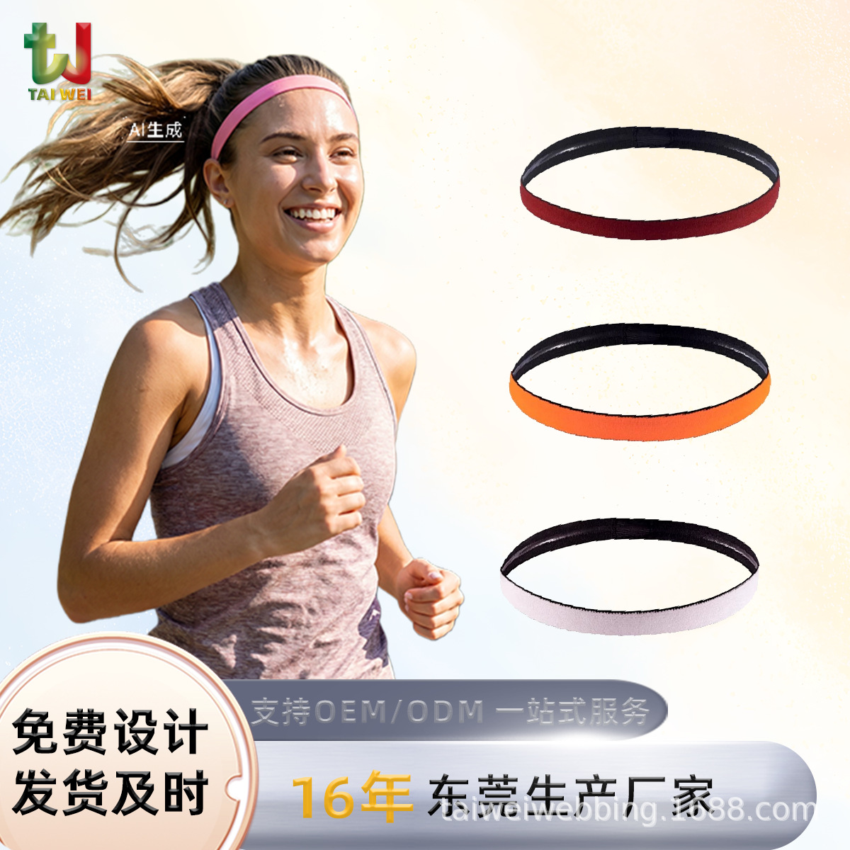 Cross-Border New Style Breathable Running Sports Headband for Men and Women, Yoga Headband, Sweat-Absorbent and Anti-Sweat Elastic Solid Color Headband and Headscarf