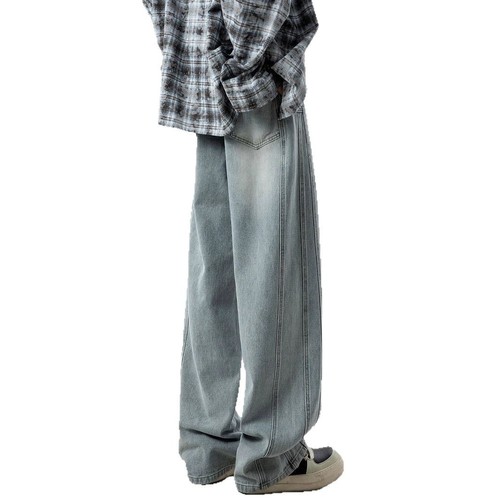 Men's American Washed Pants for Spring, Summer, and Autumn 2025 Cleanfit Straight Leg Loose Wide Leg Jeans