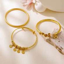 里外一色沙金手镯多款古法国风小众镯子铜镀金手环仿真金饰品批发