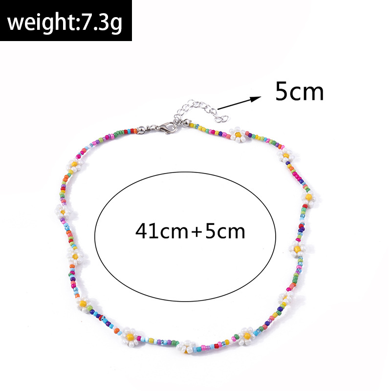 10g Weight Necklace Classification Seed Bead Chain Material Beaded Chain Chain Type 1 Piece, 1 Set Quantity Casual, Holiday, Street Occasion Resin Material Flower Pattern All Seasons Season Women's Gender Beaded Design Elegant, Lady Style Elegant Lady Flower Resin Beaded Chain Beaded Necklaces Wholesale 1