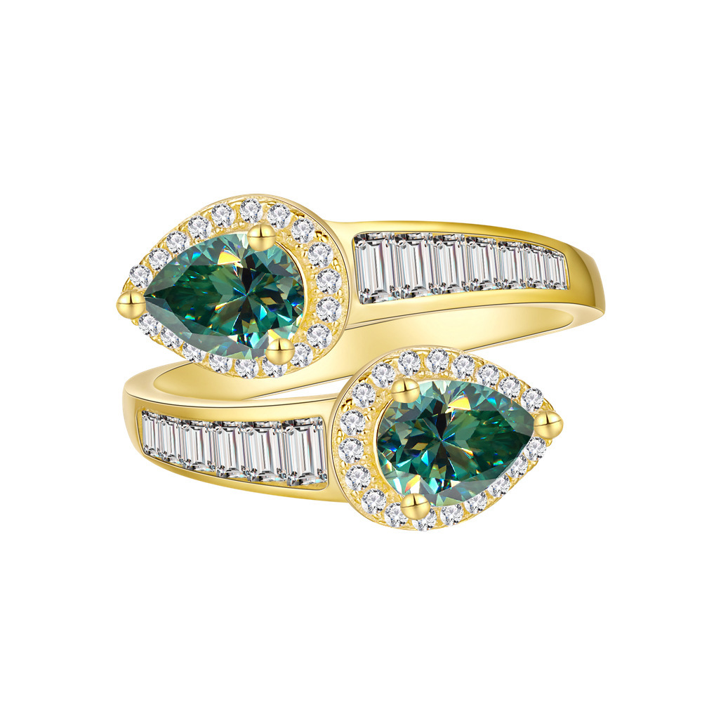 5 * 7MM1 quilates gotas de agua anillo de moissanita s925 plata chapado 14k oro anillo de moda joyas personales