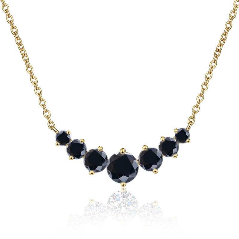 Collar de oro de plata esterlina s925 mujer sonrisa minimalista siete princesas collar de piedra de mosaico de color 2.8 quilates