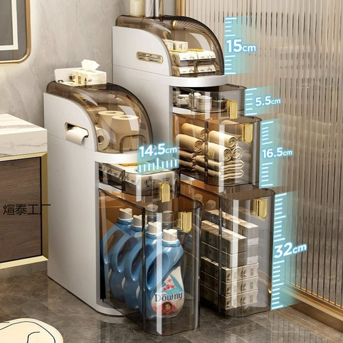 Light Luxury No-Installation Bathroom & Toilet Storage Shelf — Narrow Gap, Crevice Cabinet