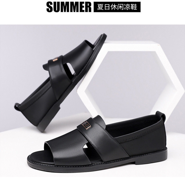 Dép sandal nam quai ngang kiểu La Mã da mềm chống trượt, hở ngón đi biển — Màu nâu , Đen chi tiết 23
