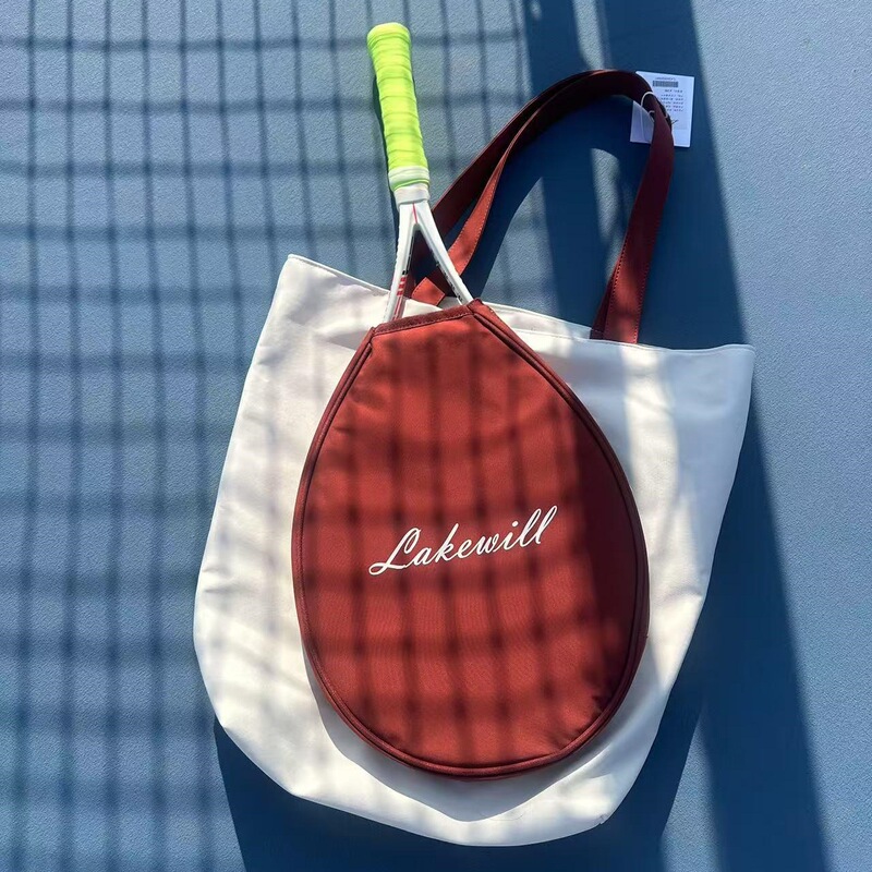 French Open Color Tennis Bag Simple Ultra-Light Retro Fashion Tennis Racket Bag Tote Bag White