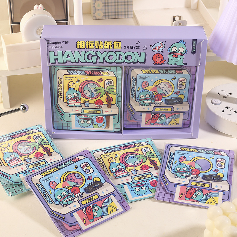 Sanrio ugly fish photo frame stickers paper bag genuine hand account decorative stickers Cartoon creative children handmade DIY stickers